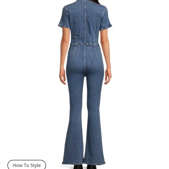 Free People Jayde point collar short sleeve flared leg flight suit sz S - Picture 4 of 10